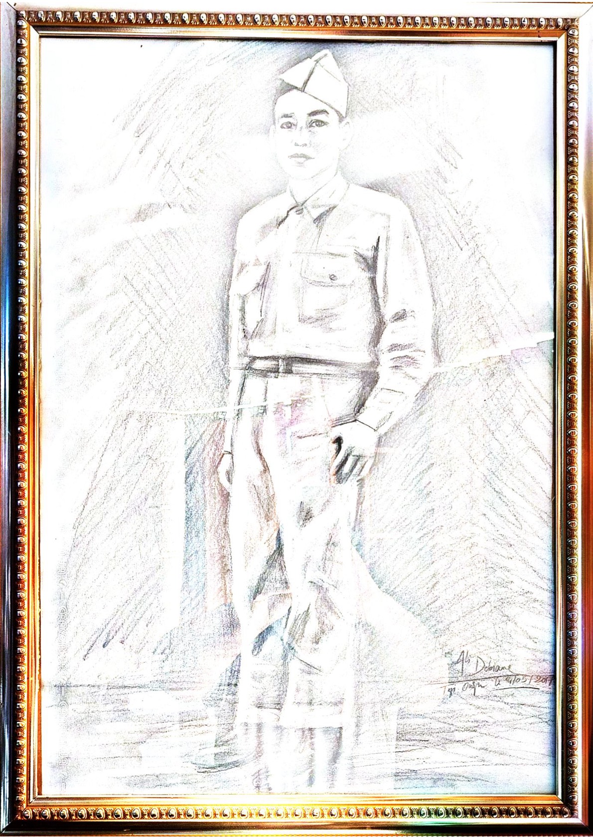 رسم بقلم الرصاص للشهيد سعيد اصولاح